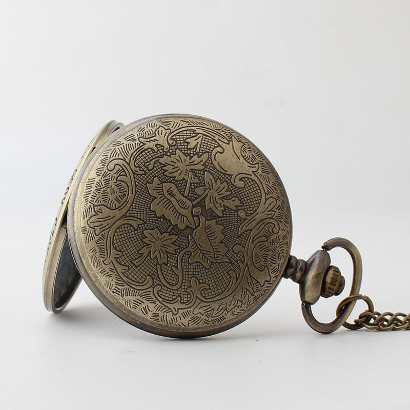 Antique Bronze Pocket Watch with Cross Design